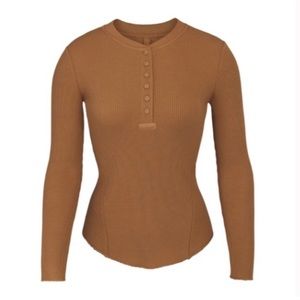 Skims Henley Waffle knit long sleeve